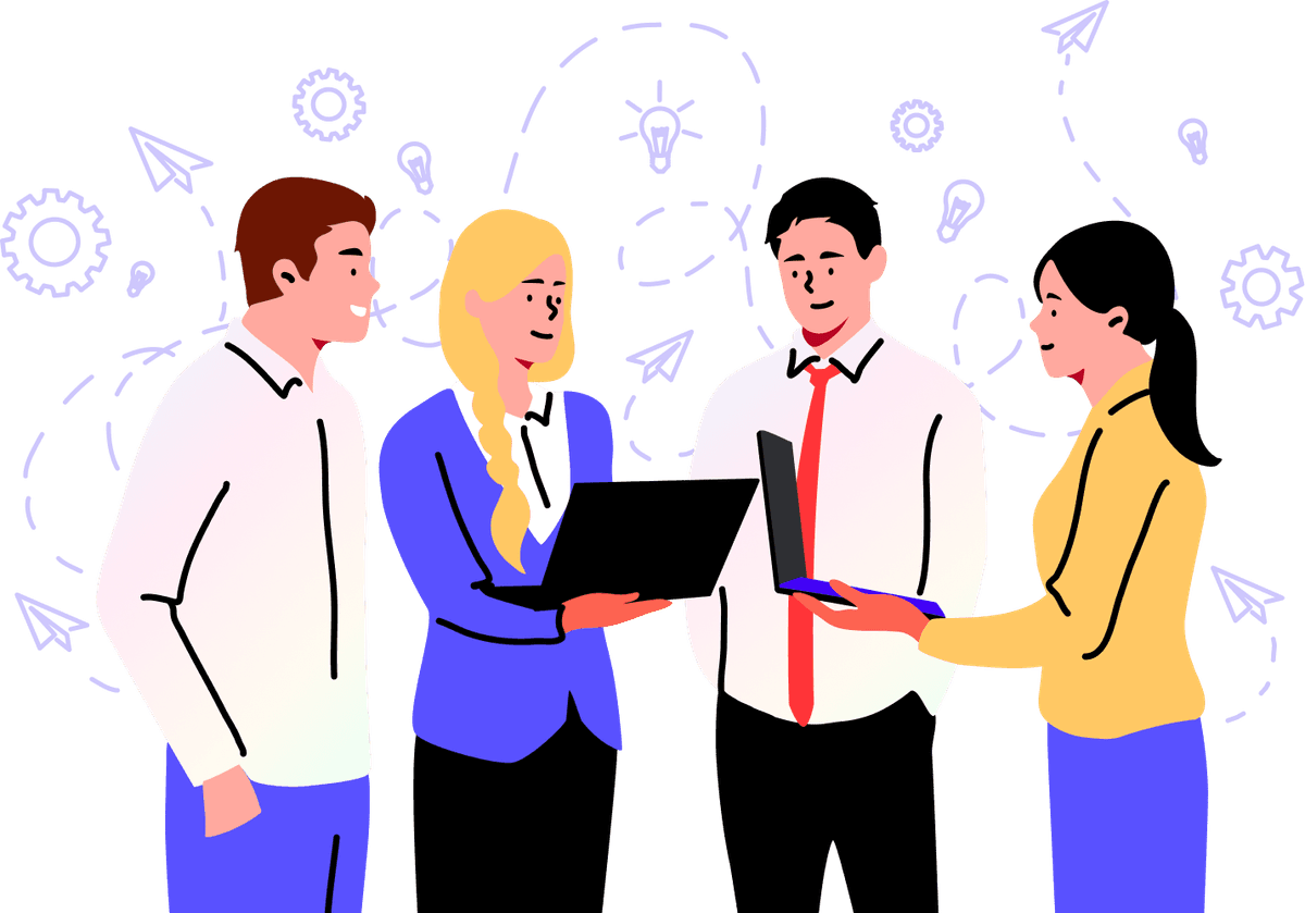 Happy sales team collaboration